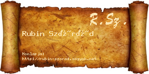 Rubin Szórád névjegykártya